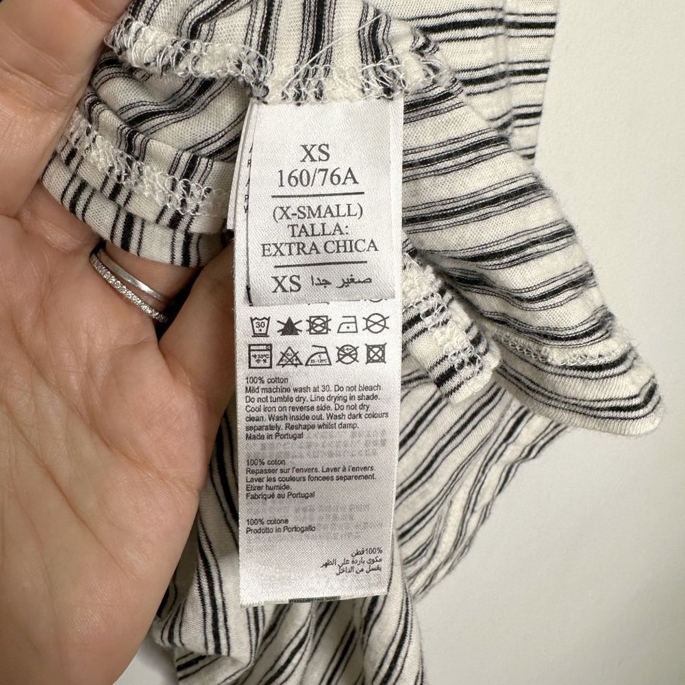 ALL SAINTS Paloma Striped Midi Dress with Knot Front Charcoal Grey Sz XS - Picture 11 of 12